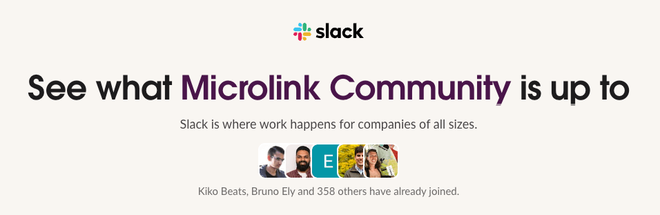 Microlink Developer Slack Community Interface